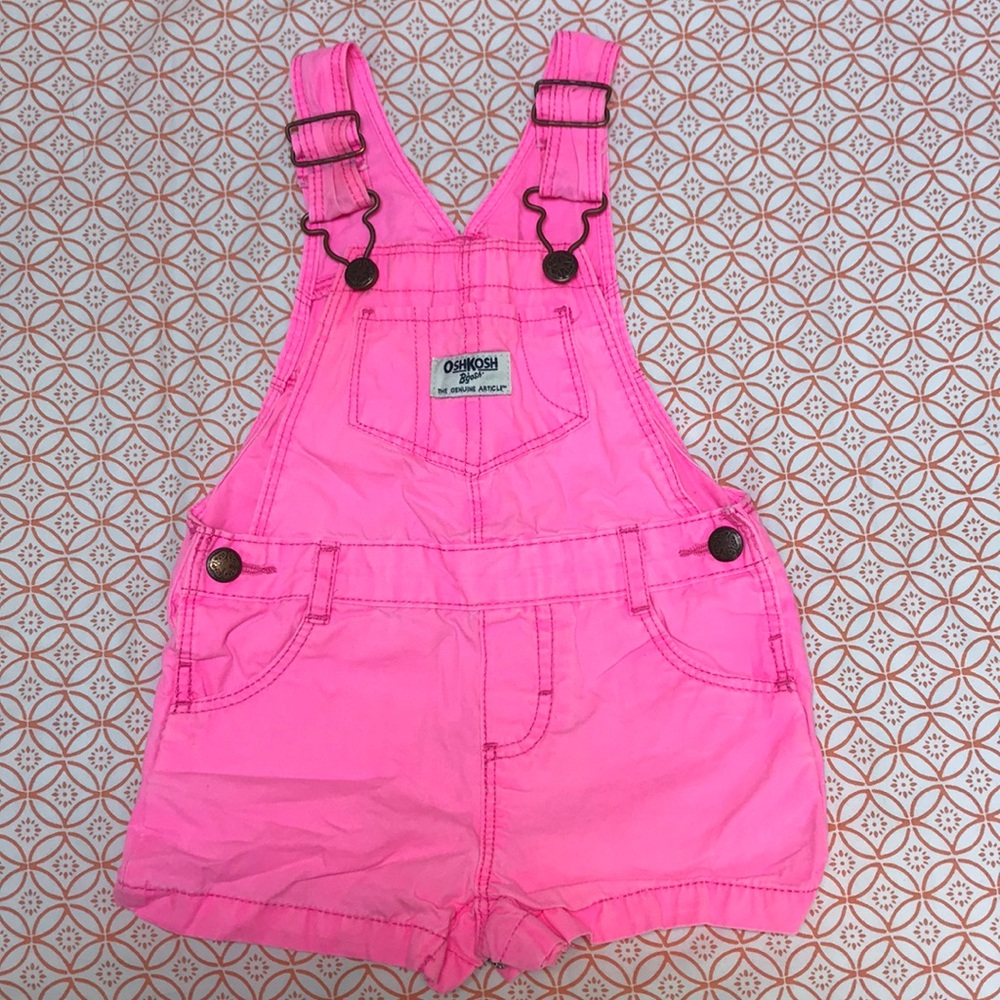 Oshkosh neon pink shorty overall